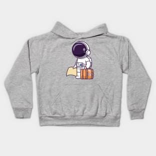 Cute Astronaut Travelling With Map And Suitcase Cartoon Kids Hoodie